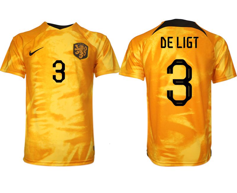 Men 2022 World Cup National Team Netherlands home aaa version yellow #3 Soccer Jersey->->Soccer Country Jersey